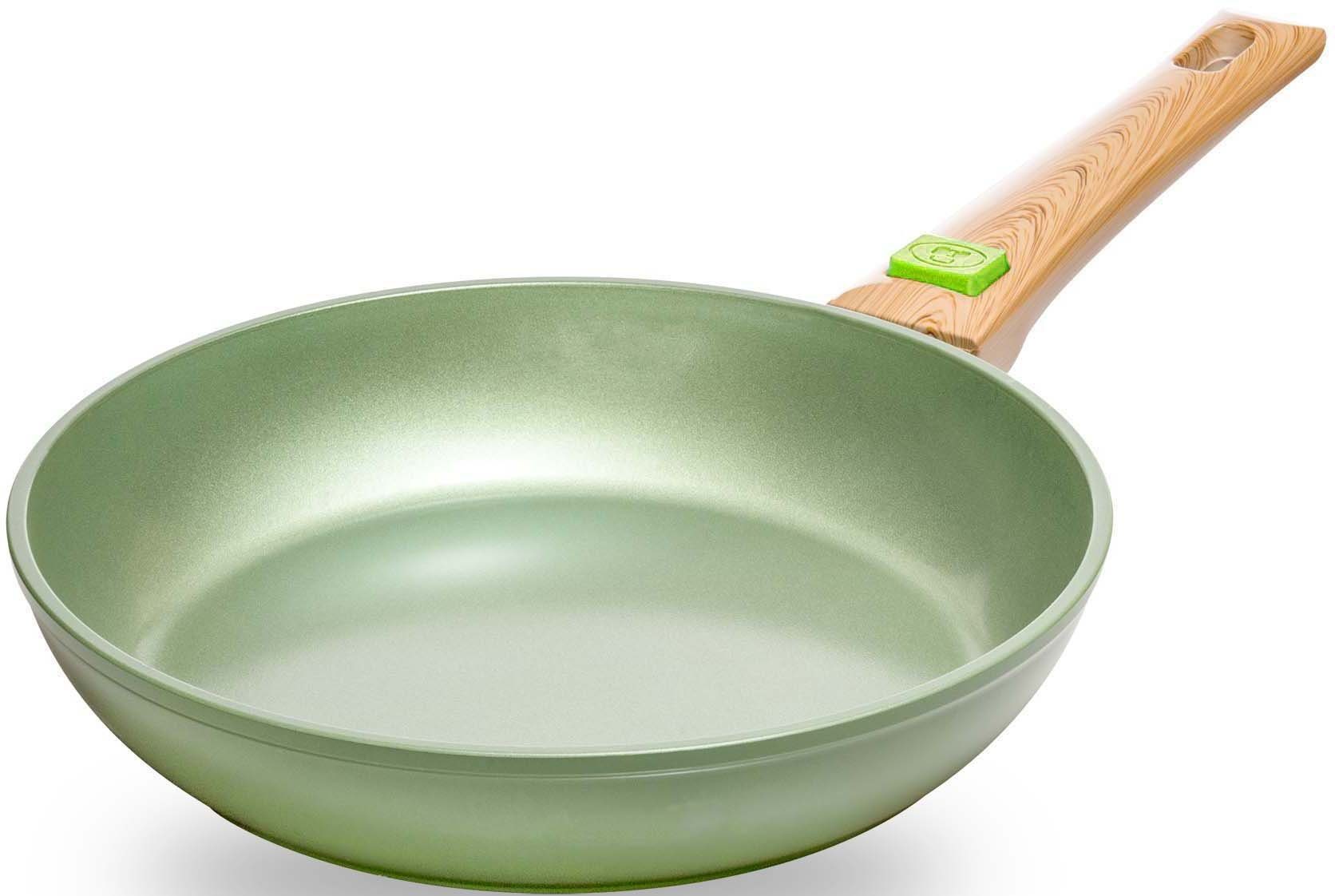 JUST VEGAN Bratpfanne CeraVegan, Aluminium (1-tlg), pflanzliche Keramikbeschichtung, abnehmbarer Griff, Induktion