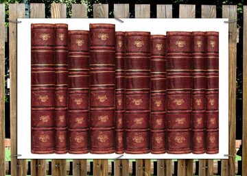 Wallario Sichtschutzzaunmatten Alte Bücher mit rotem Ledereinband