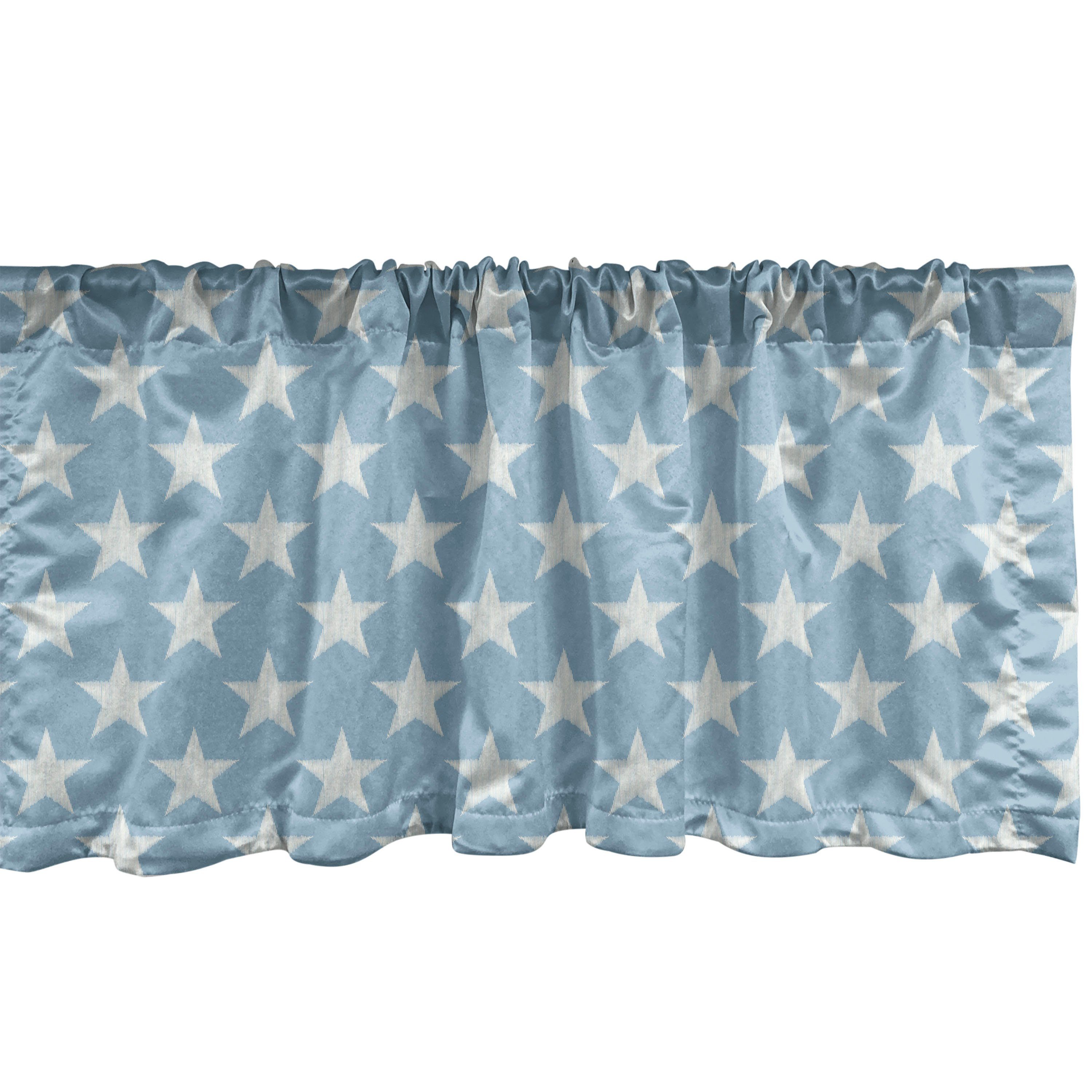 Scheibengardine Vorhang Volant für Küche Schlafzimmer Dekor mit Stangentasche, Abakuhaus, Microfaser, Gedämpfte Farben Einfache gestreifte Sterne