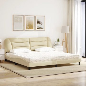 vidaXL Bett Bett mit Matratze Creme 200x200 cm Stoff