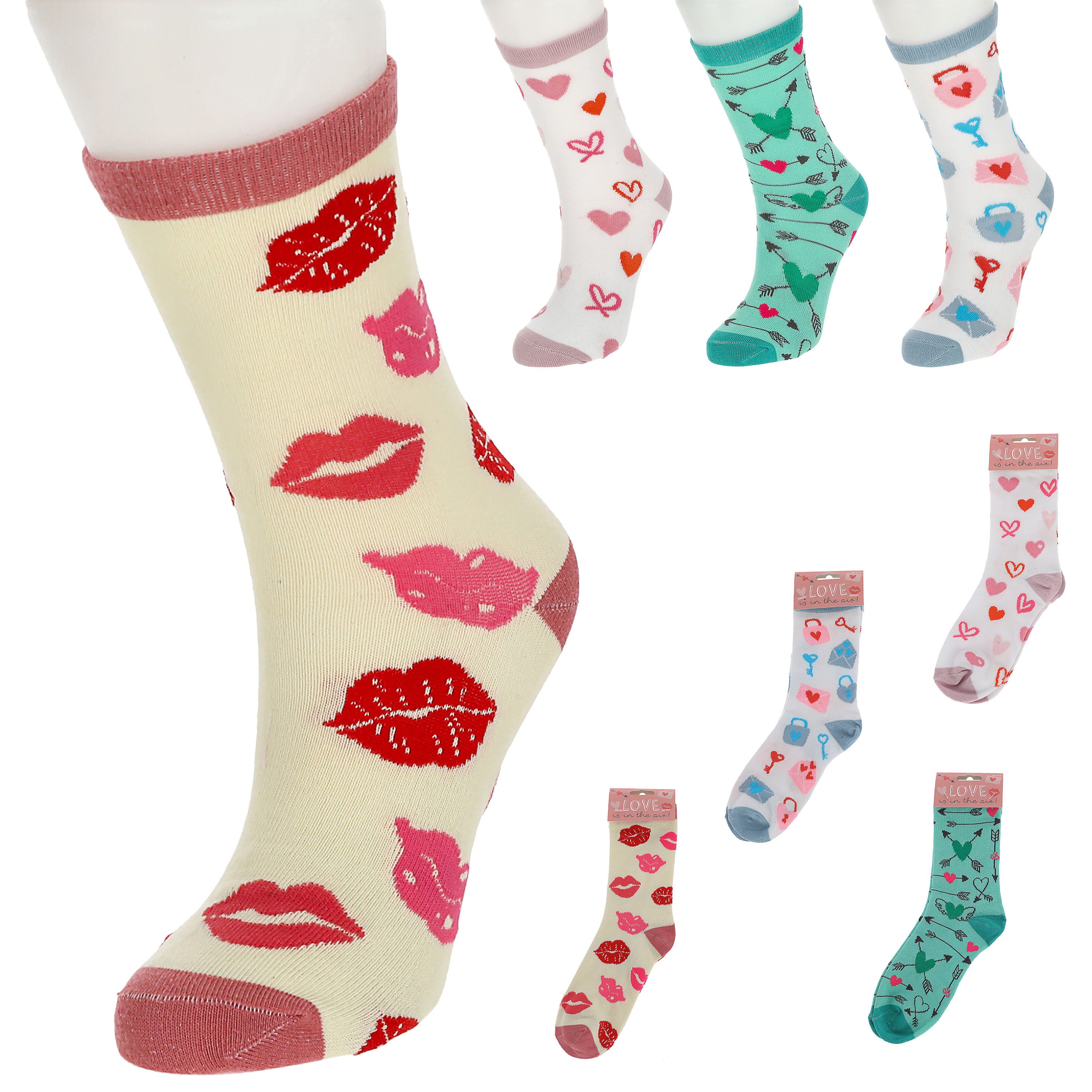 CEPEWA Socken Herrensocken Love 4er Pack 42-46 bunt Polyester Baumwolle Elasthan