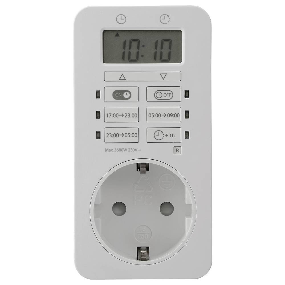 Sygonix Zeitschaltuhr Steckdosen-Zeitschaltuhr digital Tagesprogramm 3680 W Dauerbetrieb, Dauerbetrieb, Countdown-Funktion, Timer-Funktion