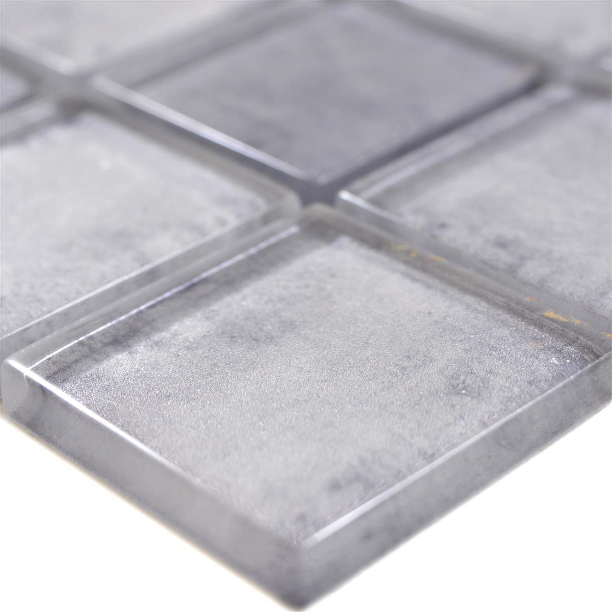 Mosafil Mosaikfliesen Glasmosaik Fliesen Clementine, Glas 30.000x30.000, grau, Verlegefertig auf ein Netz geklebt - Wasserfest