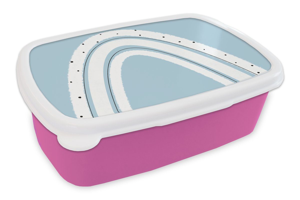 MuchoWow Lunchbox Regenbogen - Abstrakt - Pastell, Kunststoff, (2-tlg), Brotbox für Erwachsene, Brotdose Kinder, Snackbox, Mädchen, Kunststoff rosa