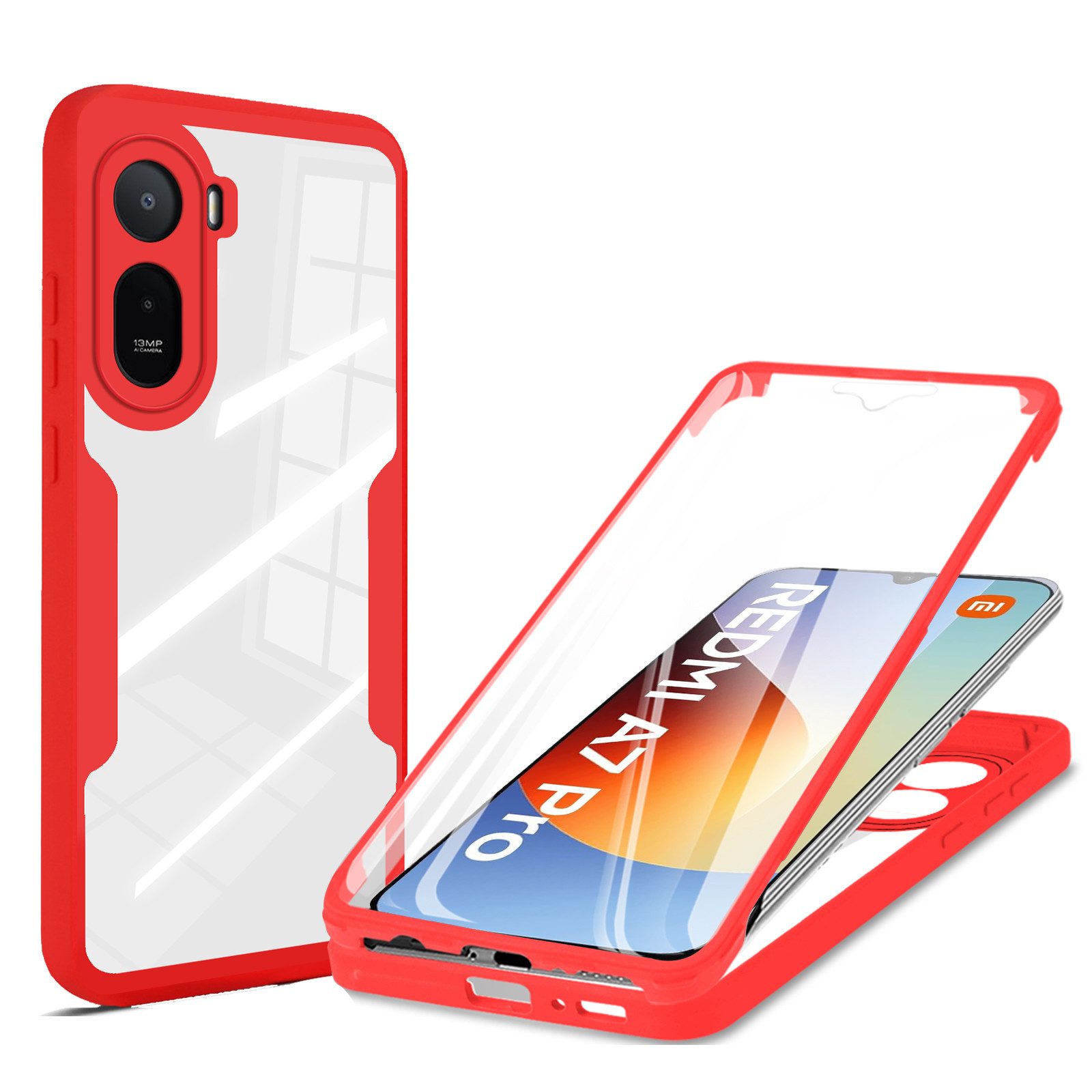 betterfon Handyhülle für Xiaomi Redmi A7 Pro 360° Hülle mit Integriertem Displayschutz, Vollschutz Case mit integriertem Displayschutz und klarer Sicht
