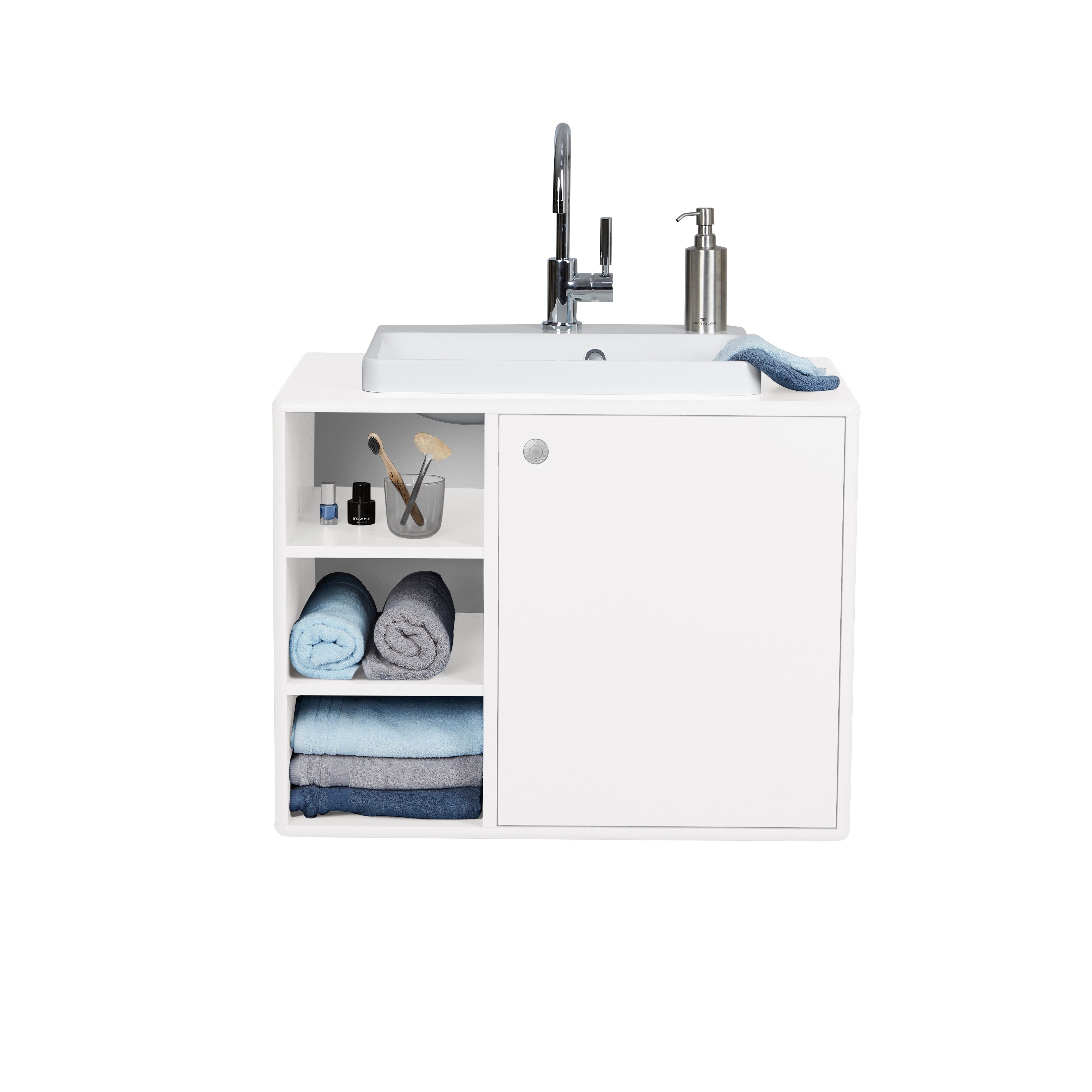 TOM TAILOR HOME Waschtisch COLOR BATH mit Waschbecken, Tür und offenem Regal - in schönen Farben, lackiertes MDF mit gerundeten Kanten - nur noch wenige Exemplare