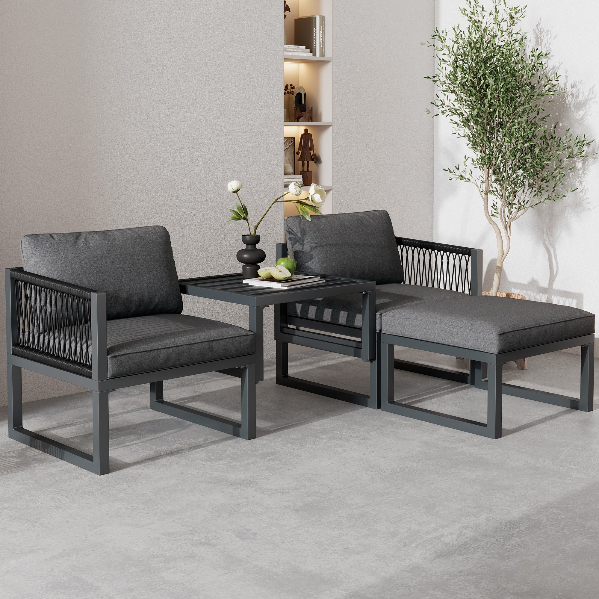 Merax Gartenlounge-Set Rope Seil Sitzgruppe, (Hocker günstig online kaufen