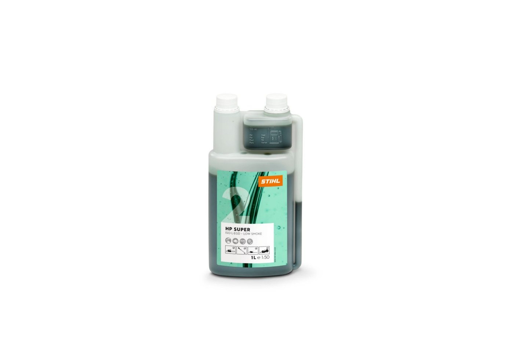 STIHL Motoröl HP Super 1 Liter Dosierflasche, (Packung mit 1 Dosierflasche, 1-tlg., Mischungsverhältnis 1:50), „Low-Smoke-Öl“ für besonders saubere und raucharme Verbrennung