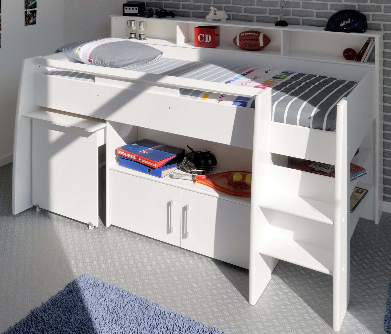 Parisot Hochbett Releave (Kinderbett in weiß mit Schreibtisch, 90 x 200 cm) günstig online kaufen