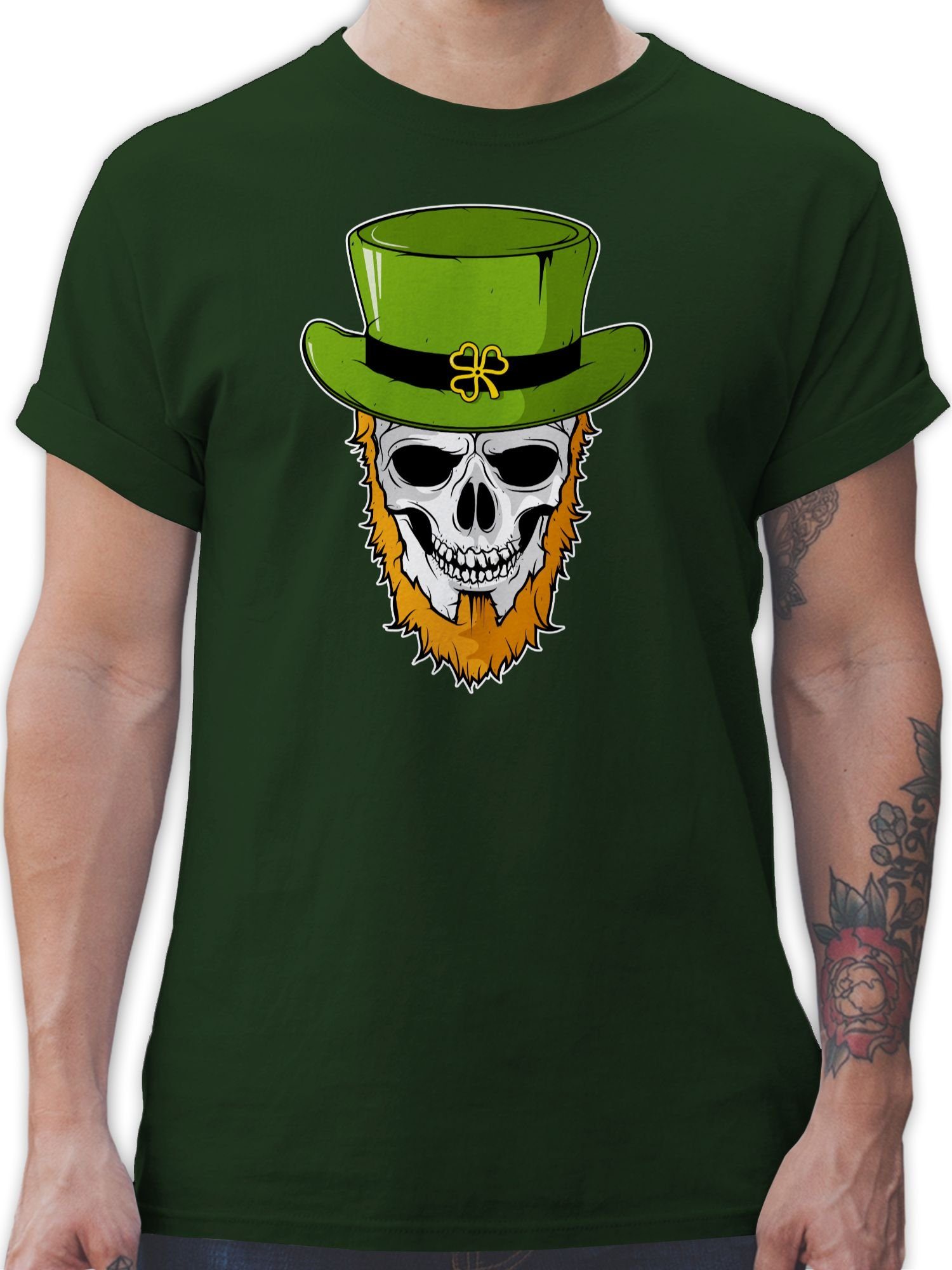 Shirtracer T-Shirt Totenkopf Kleeblatt St. Patricks Day