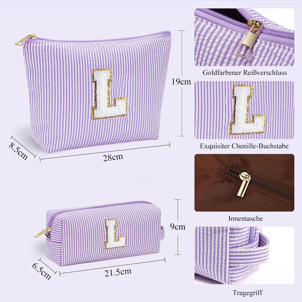 AFKSMILE Kosmetiktasche 2 Stück Personalisierte Kosmetiktasche Damen, Reise Schminktasche – Bild 2 von 5