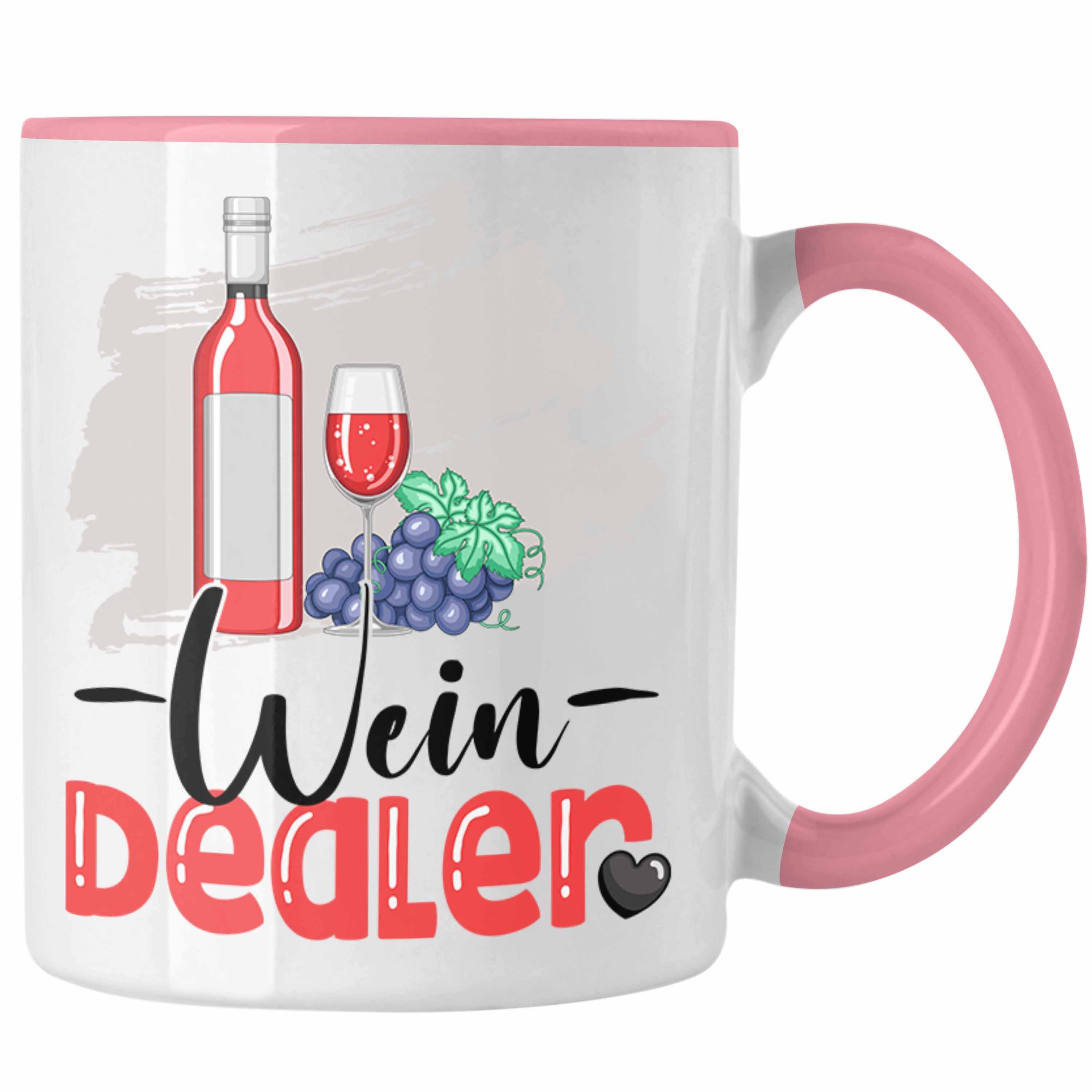 Trendation Tasse Wein Dealer Tasse Geschenk für Weinverkäufer Geburtstag Spruch Geschen Rosa
