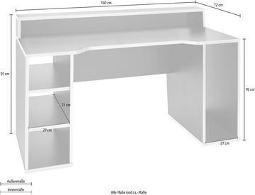 FORTE Gamingtisch Tezaur, mit RGB-Beleuchtung, Breite 160 cm