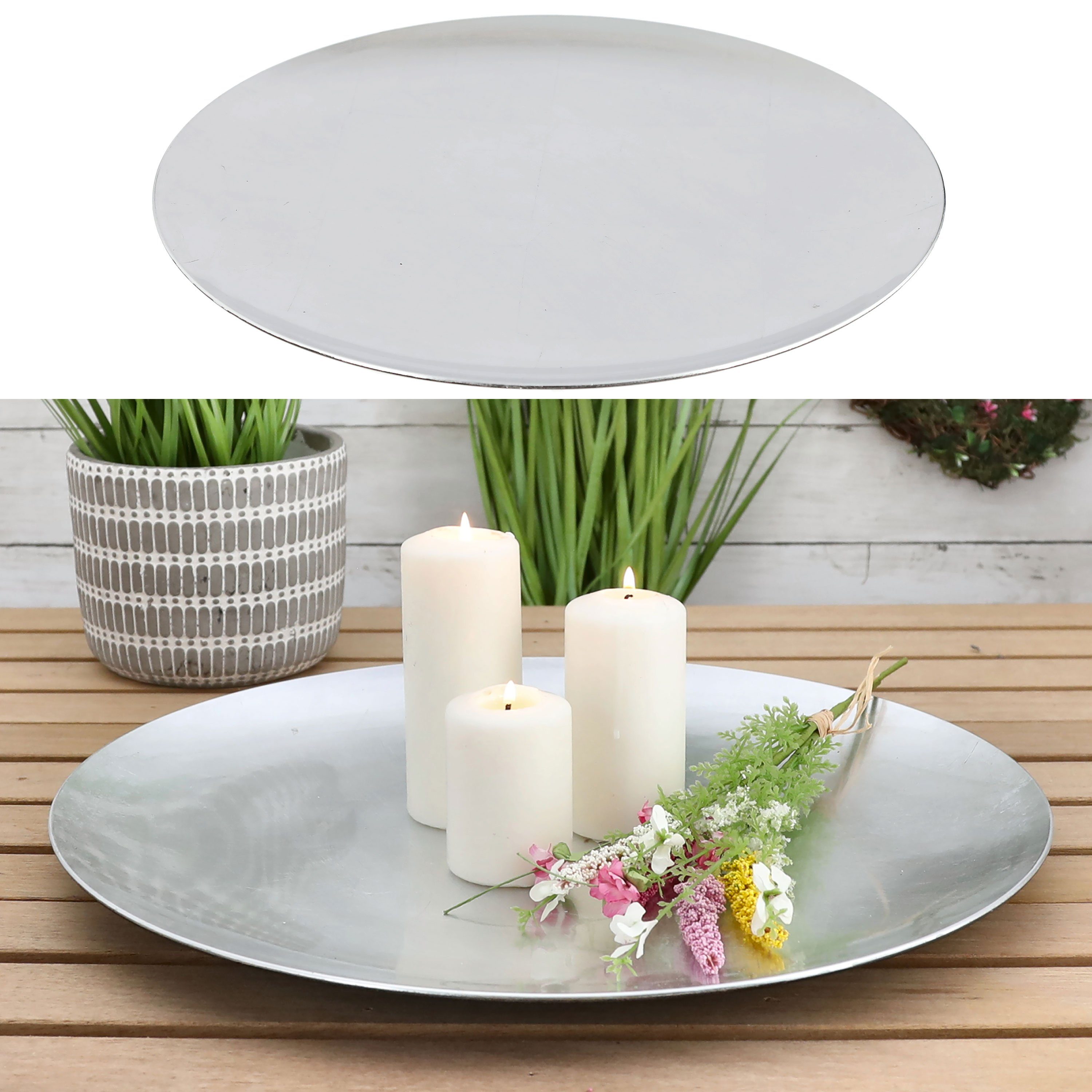 CEPEWA Dekoteller Dekoplatte PVC Ø47cm silber Glasureffekt Platzteller Serv günstig online kaufen