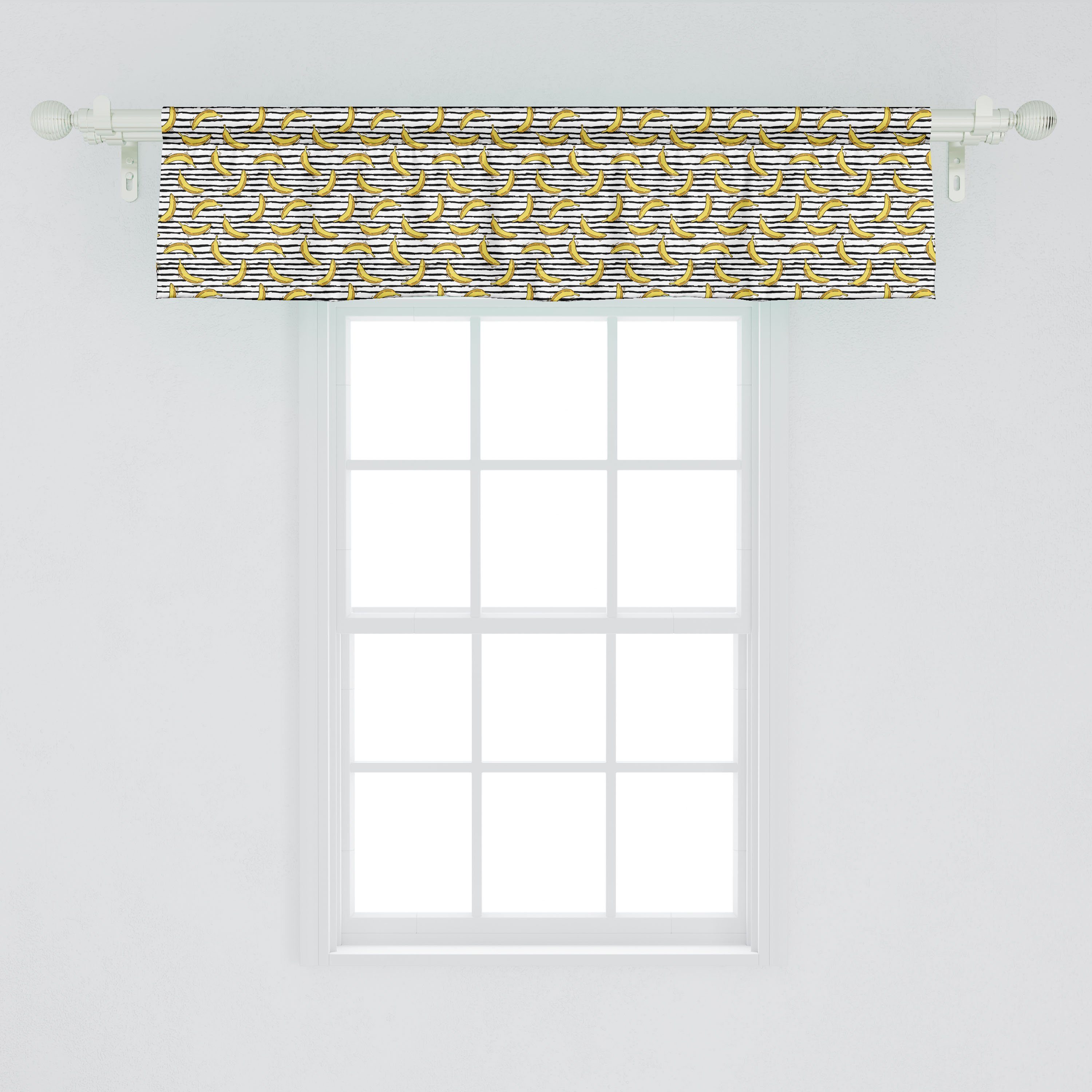 Scheibengardine Vorhang Volant für Bananen Hipster Dekor Microfaser, Stangentasche, Schlafzimmer Streife mit Abakuhaus, Küche auf