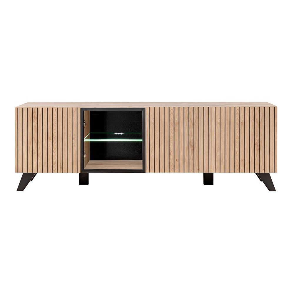 Lomadox Lowboard LATERZA-164, Fernsehschrank in Hickory Jackson (Kastanie) mit LED-Beleuchtung