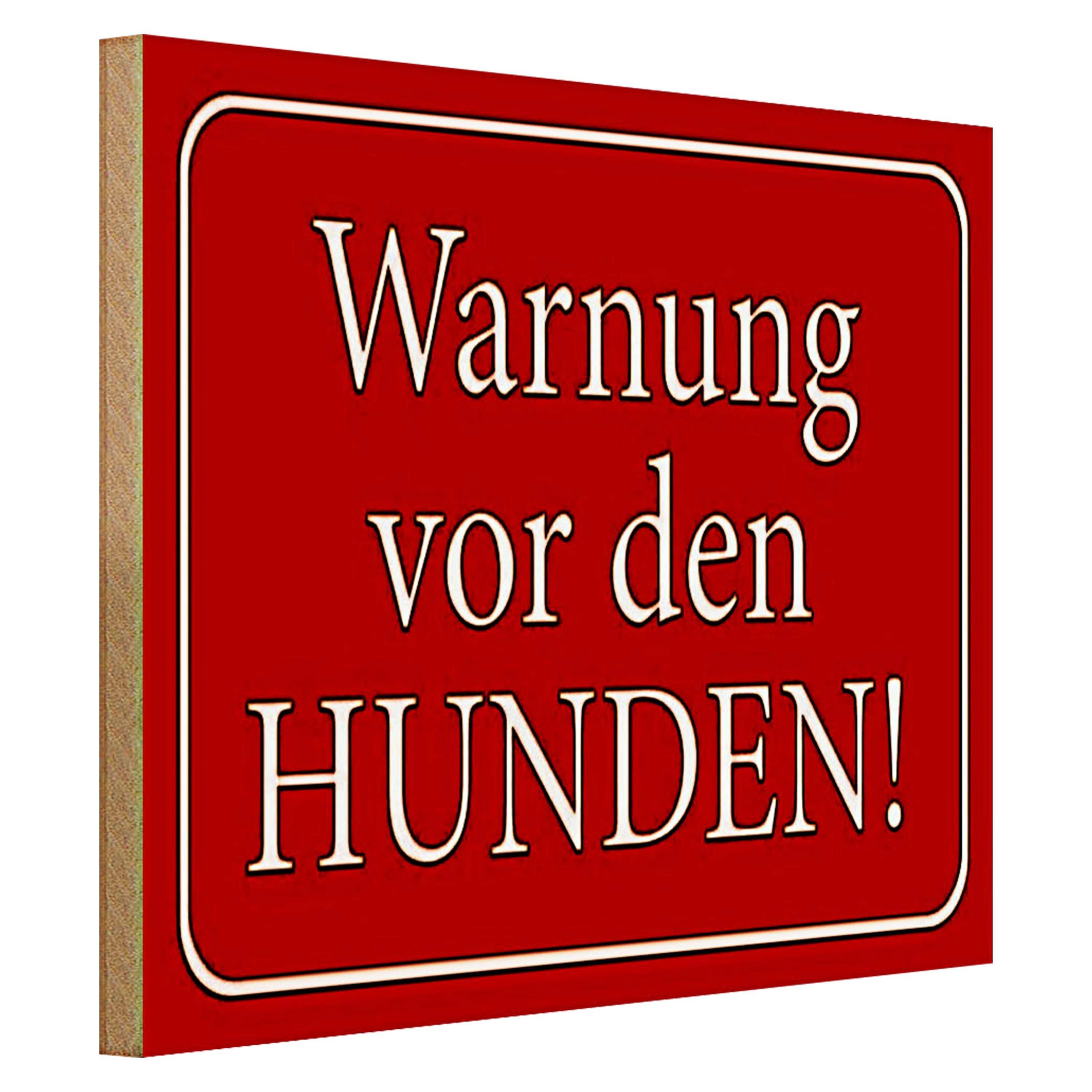 Roomando Holzbild Hinweis 40x30cm Warnung vor den Hunden