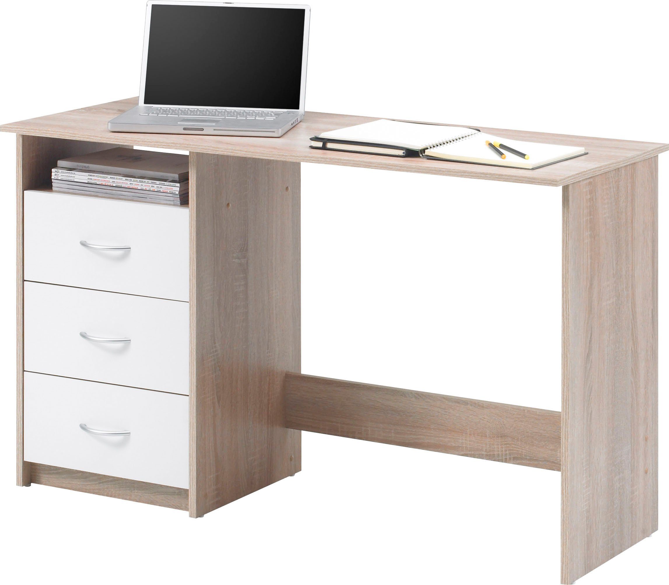 BEGA OFFICE montierbar abschließbar, mit Rechts Adria, oder sonoma/weiß Schubkasten Schreibtisch Schubkästen links eiche
