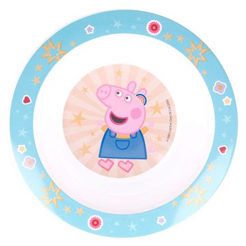 Peppa Pig Kindergeschirr-Set Peppa Wutz Kinder Geschirr-Set 5 teilig (5-tlg), 1 Personen, Kuststoff, Becher Teller Schüssel Besteck