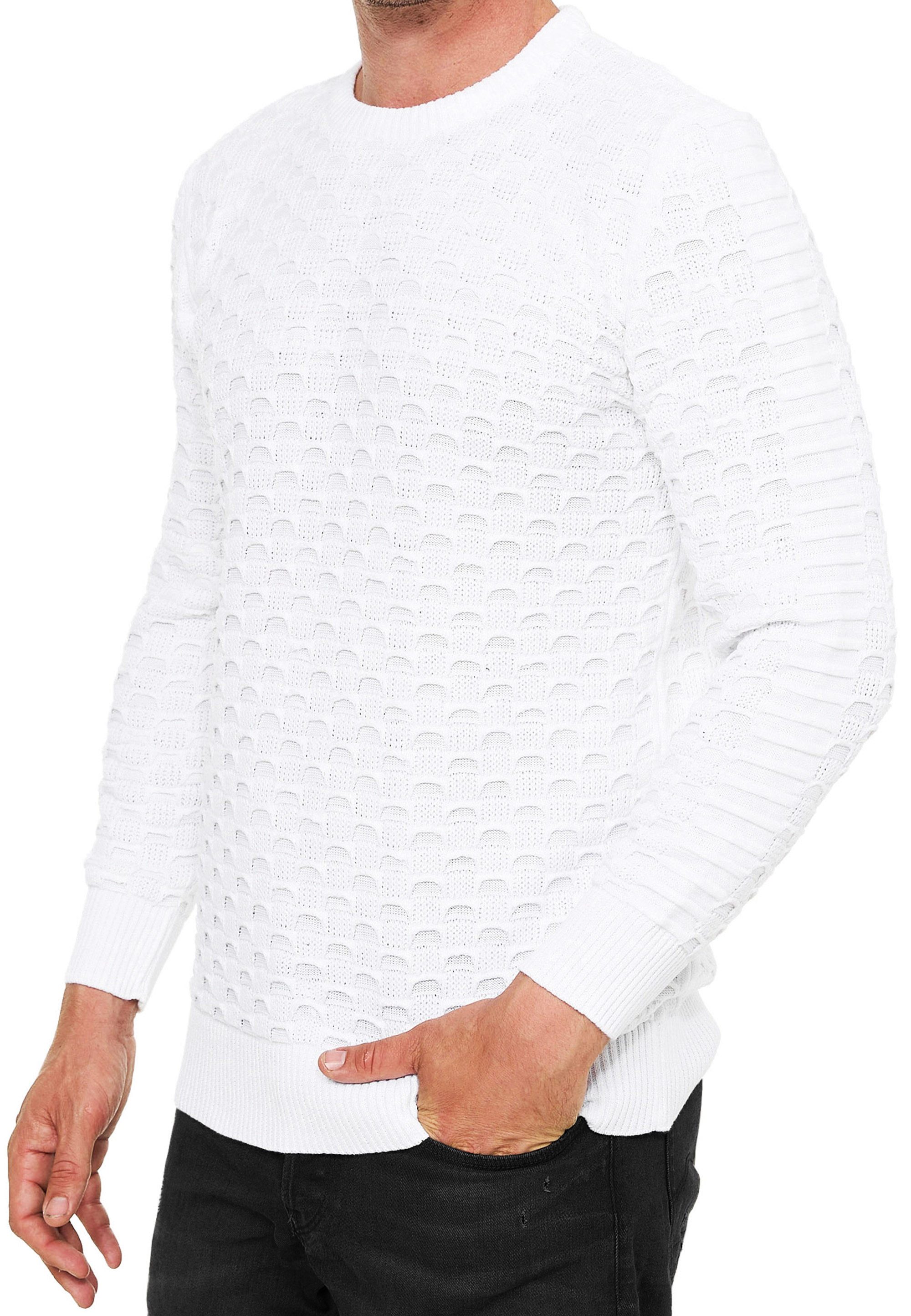 R-NEAL Rundhalspullover Herren Strick Pullover Einfarbig günstig online kaufen