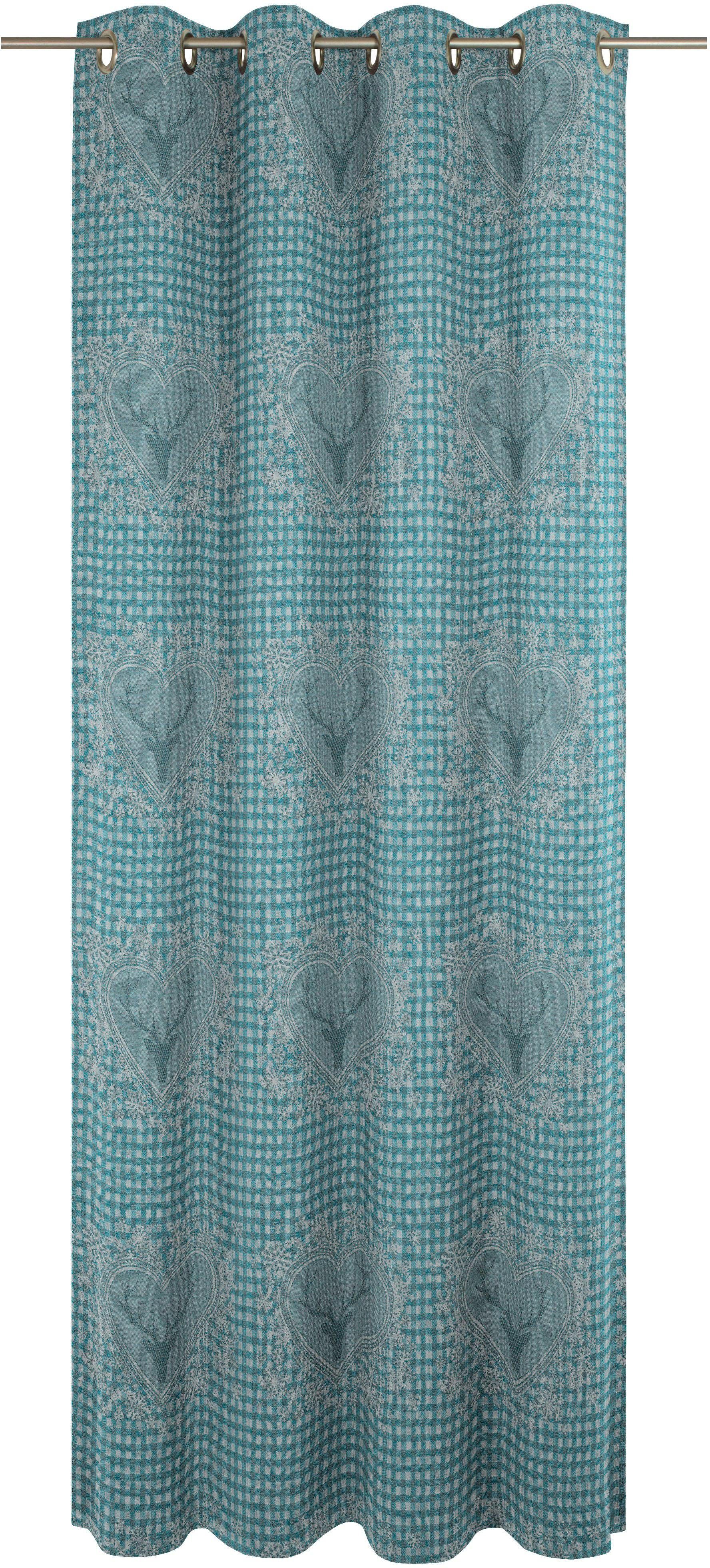 Jacquard Ösen Vorhang blau Stuben, (1 blickdicht, Wirth, St),