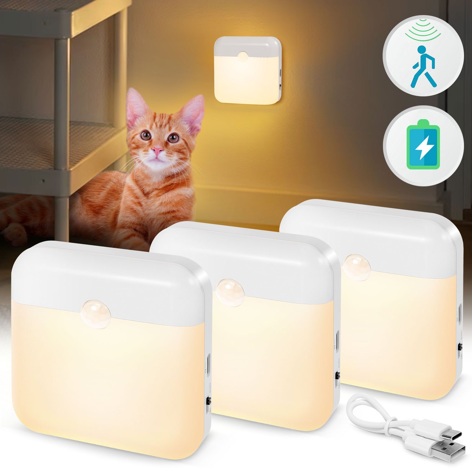 Rosnek LED Nachtlicht Wiederaufladbar, Bewegungssensor, für Kleiderschrank günstig online kaufen