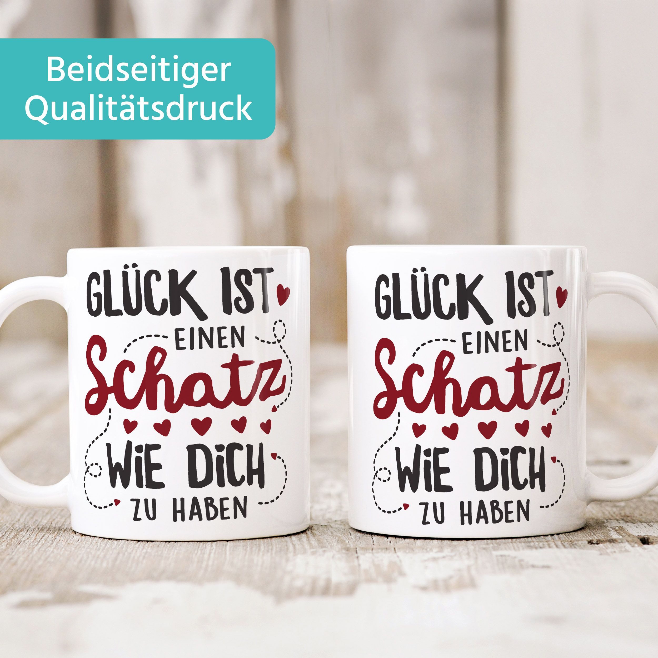 SpecialMe Tasse Kaffee-Tasse Glück ist einen Schatz wie dich zu haben Geschenk Liebe, Keramik – Bild 3 von 5