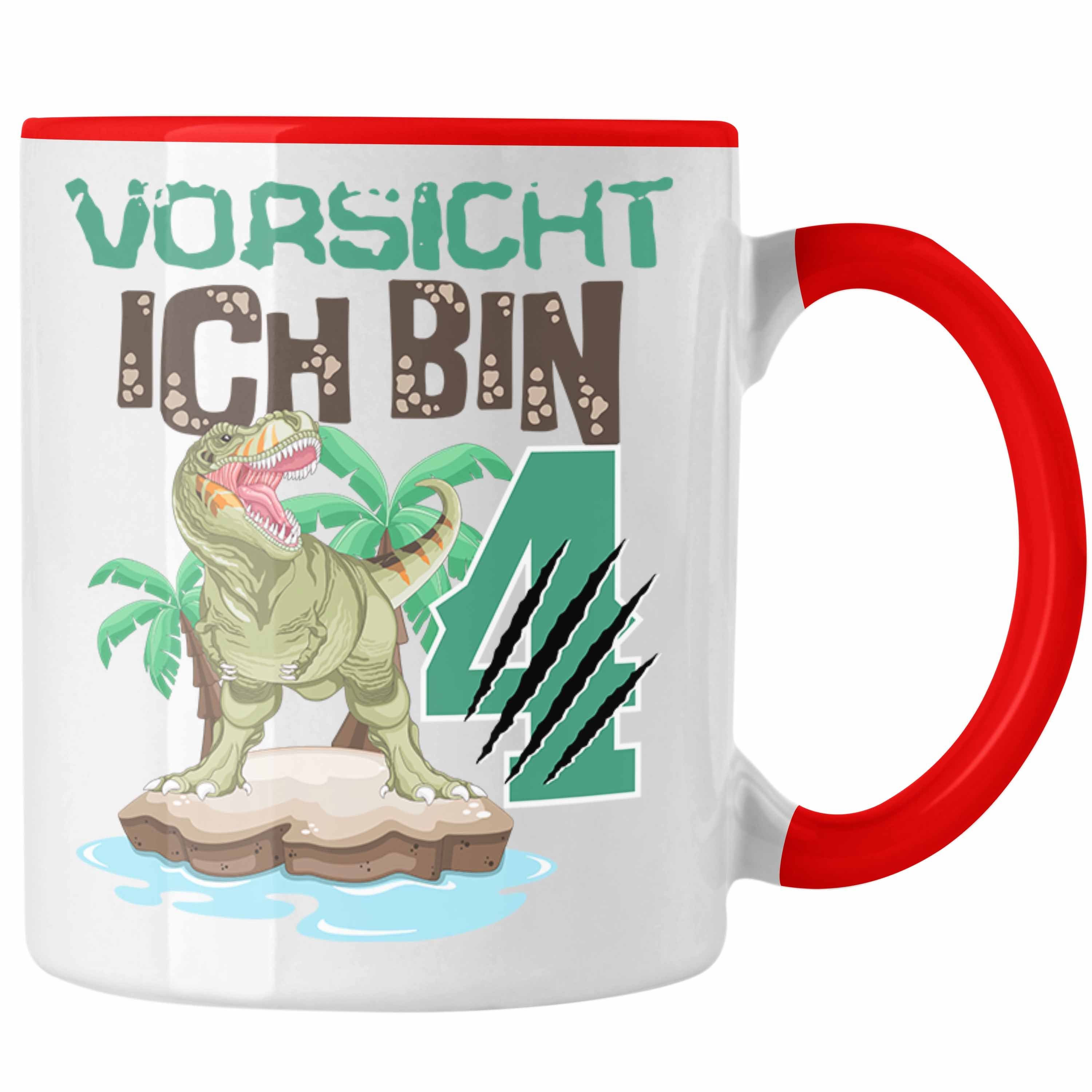 4 Geburtstag Bin 4er Jungs Vorsicht Dinosaur Rot Tasse Ich Geschenk Trendation Geschenkidee