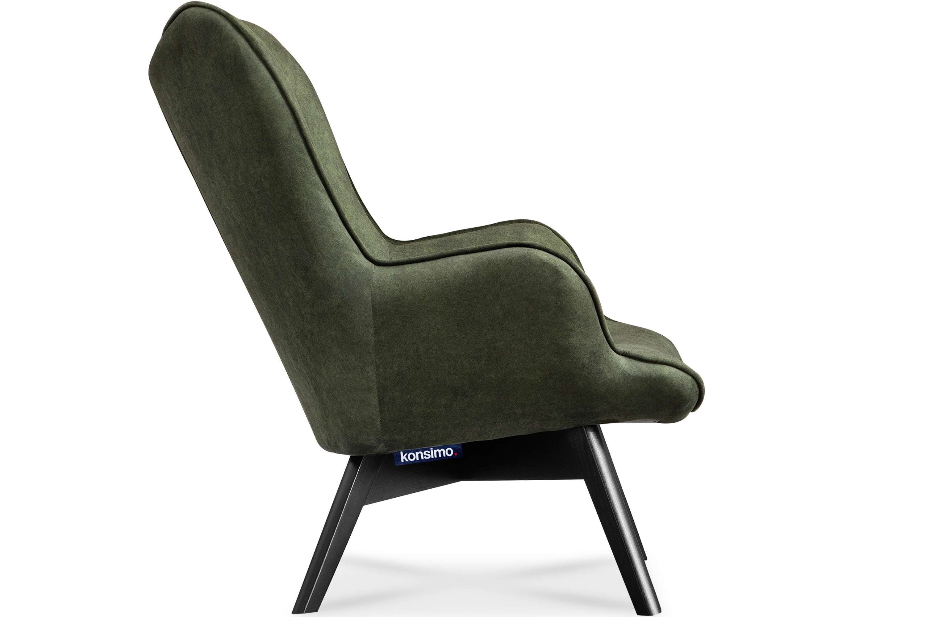 mit (1-St), GLORI in | dunkelgrün dekorativer Sessel Europe, Armlehnen, mit Made Konsimo Steppung dunkelgrün