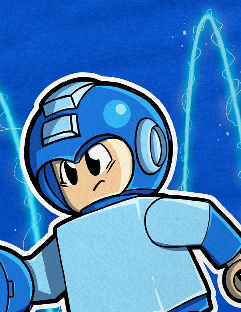 Print-Shirt style3 videospiel baustein Mini man T-Shirt Mega Herren blau