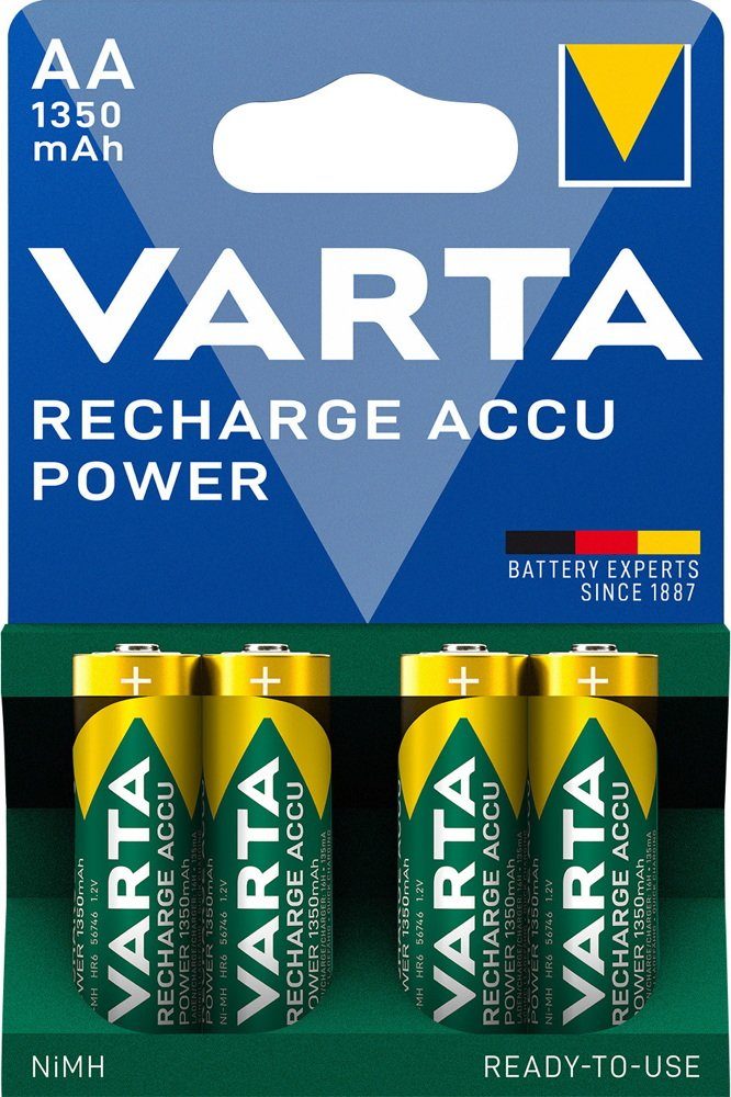 VARTA Varta RECH.AC.Power AA1350mAh Bli4 Mignon (AA)-Akku NiMH 1350 mAh 1.2 Batterie