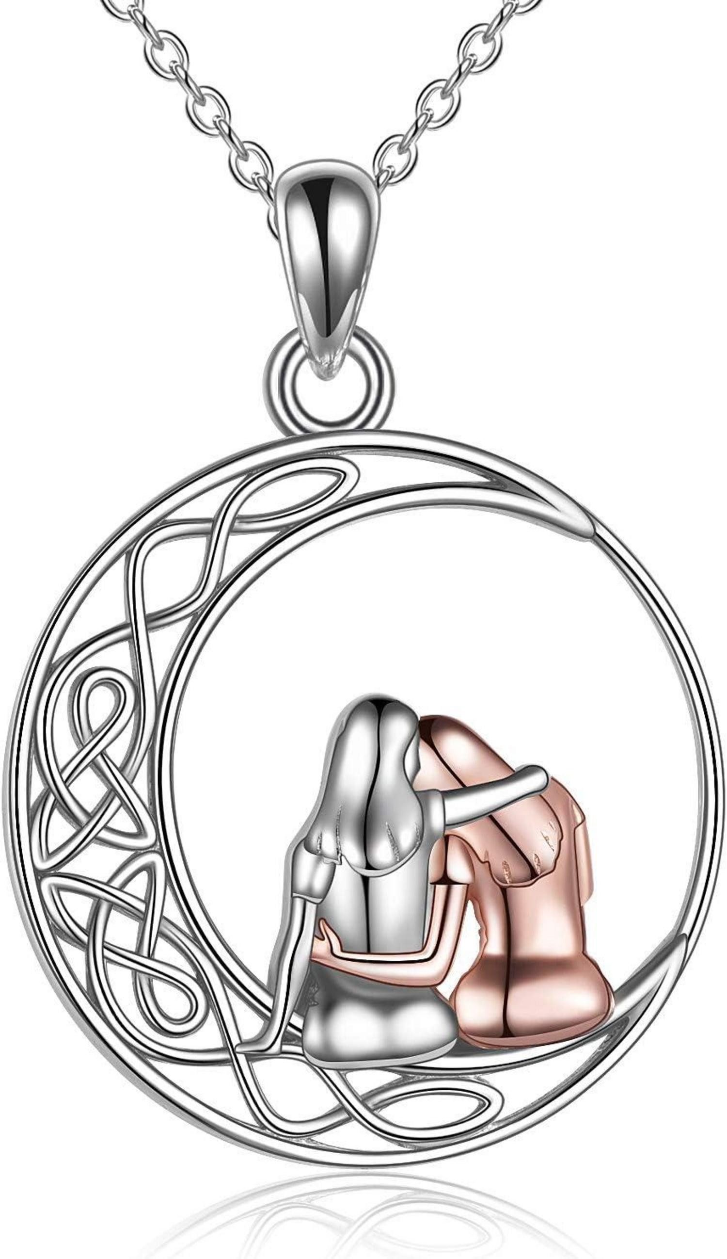 Kette und Anhänger Set Schwester-Halskette Sterling Silber Anhänger Geburtstagsgeschenke