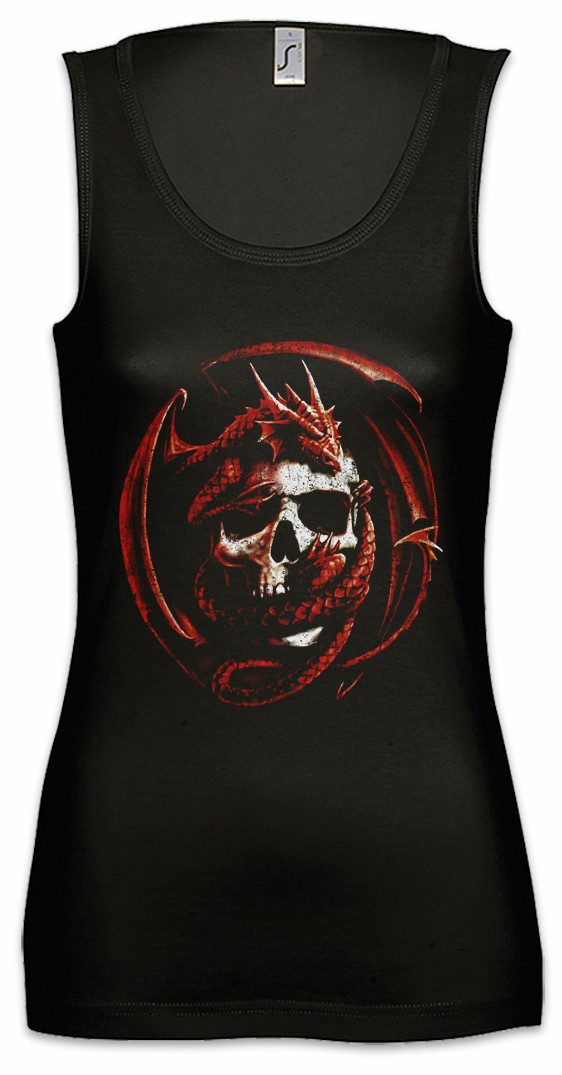 Urban Backwoods Tanktop Skull & Dragon Ärmelloses Damen T-Shirt Fantasy Drache Larp Dungeons Gothic Schädel Totenkopf Roleplay