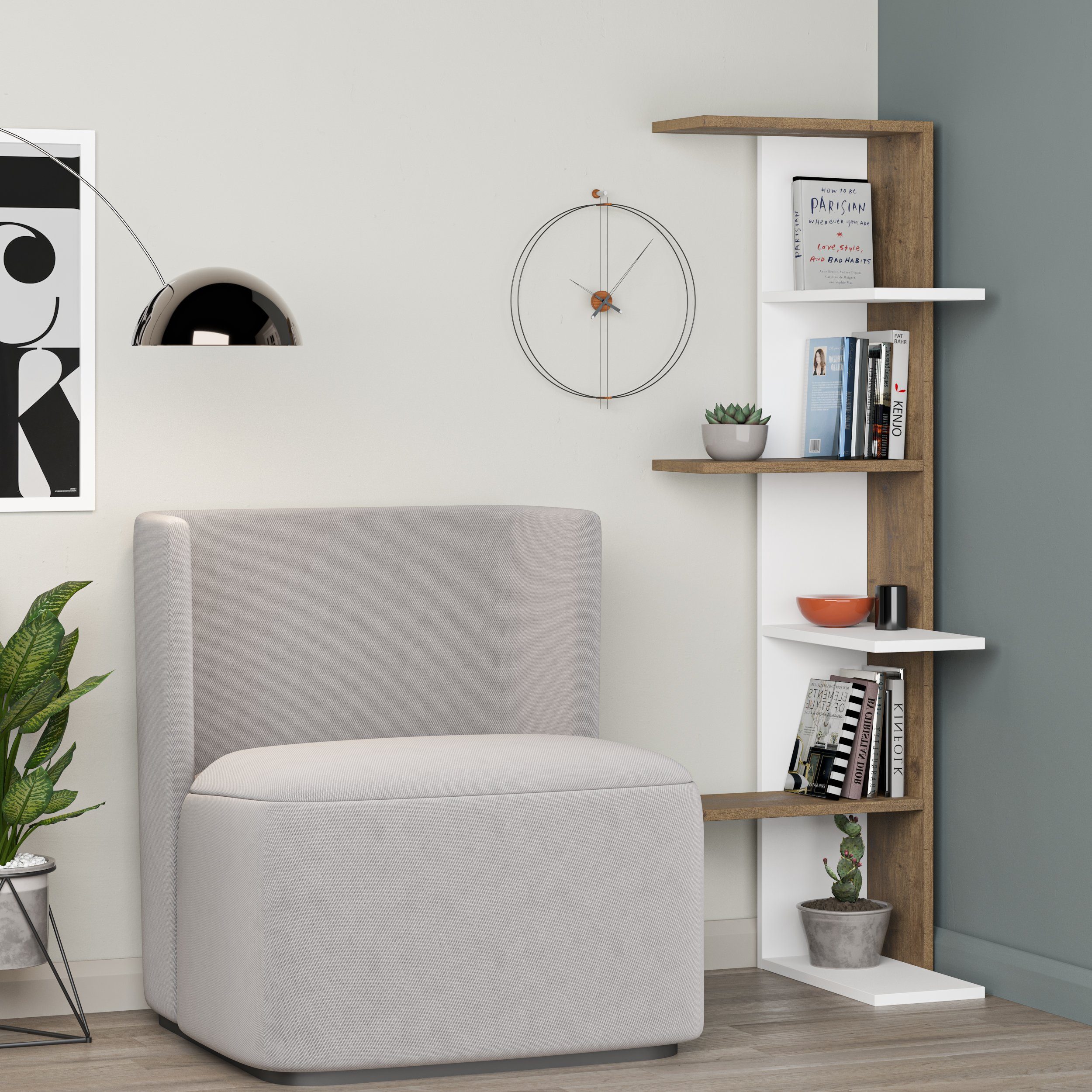Decortie Bücherregal Saso, Modernes Eck-Bücherregal, 37 günstig online kaufen