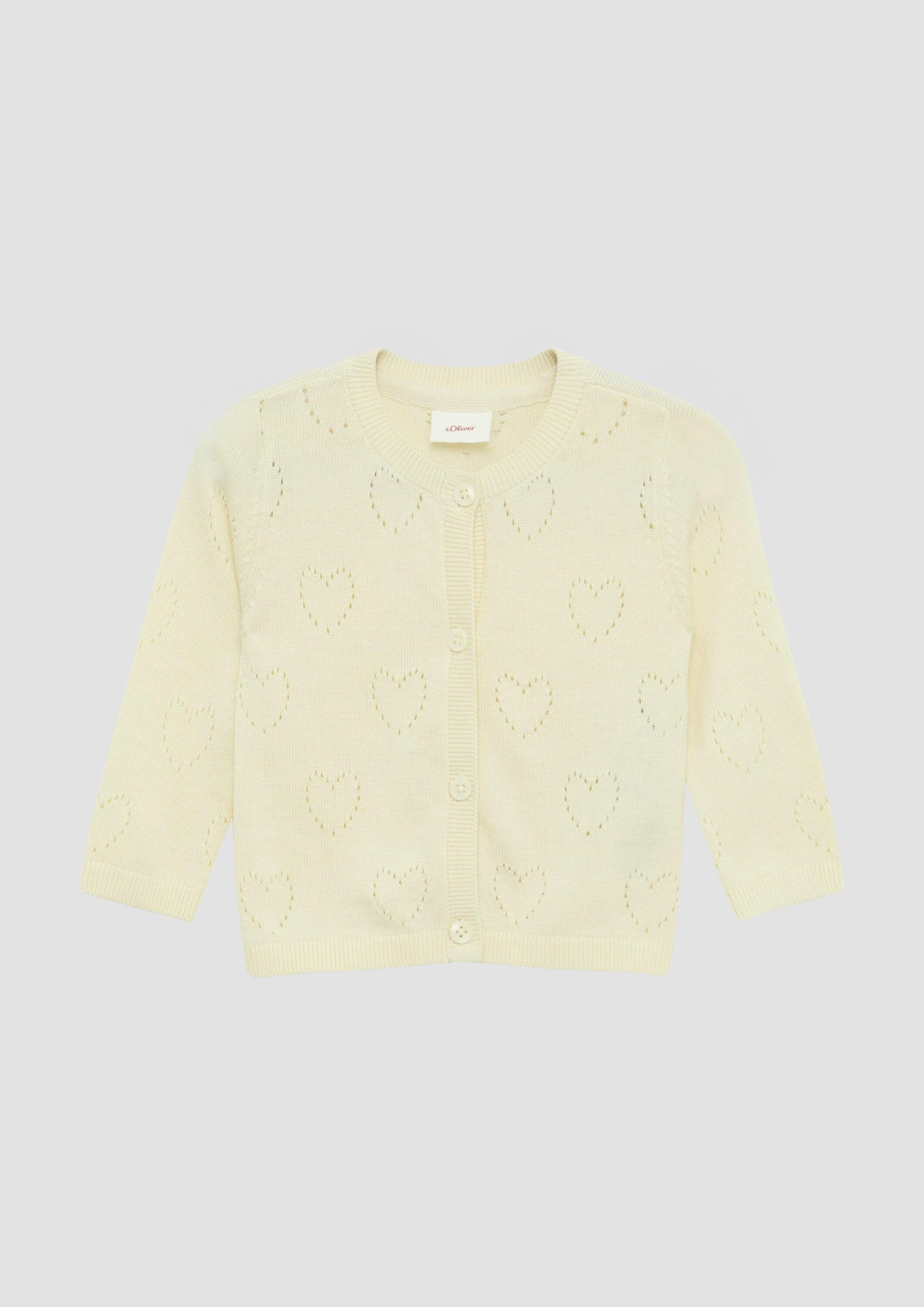 s.Oliver Cardigan Strickjacke Cardigan mit Herz-Ajourmuster