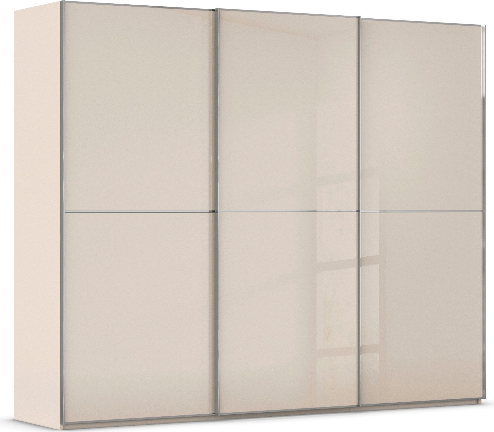rauch Schwebetürenschrank Kleiderschrank Schrank Garderobe Schlafzimmerschrank SCALE-DUO edle zweigeteilte Türen Glas-Front mit 3 Zierleisten MADE IN GERMANY