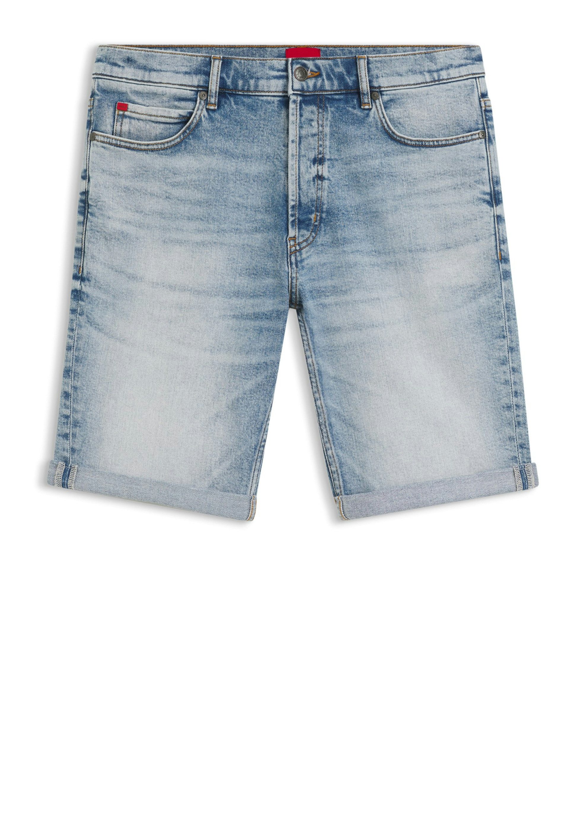 HUGO 5-Pocket-Jeans Shorts aus leuchtend blauem Stretch-Denim (1-tlg)