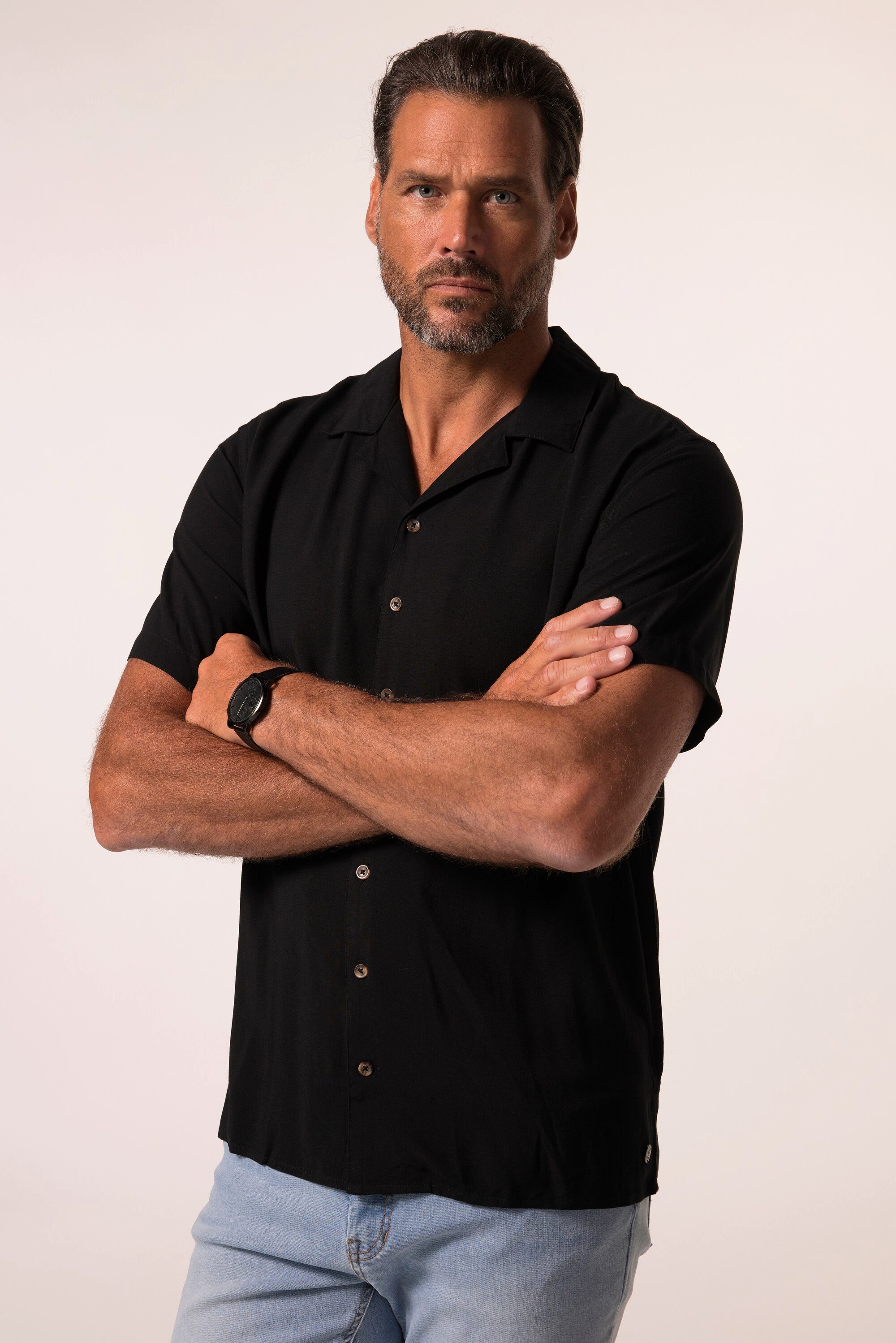 JP1880 Kurzarmhemd Hemd Halbarm Cuba-Kragen Cuba Fit
