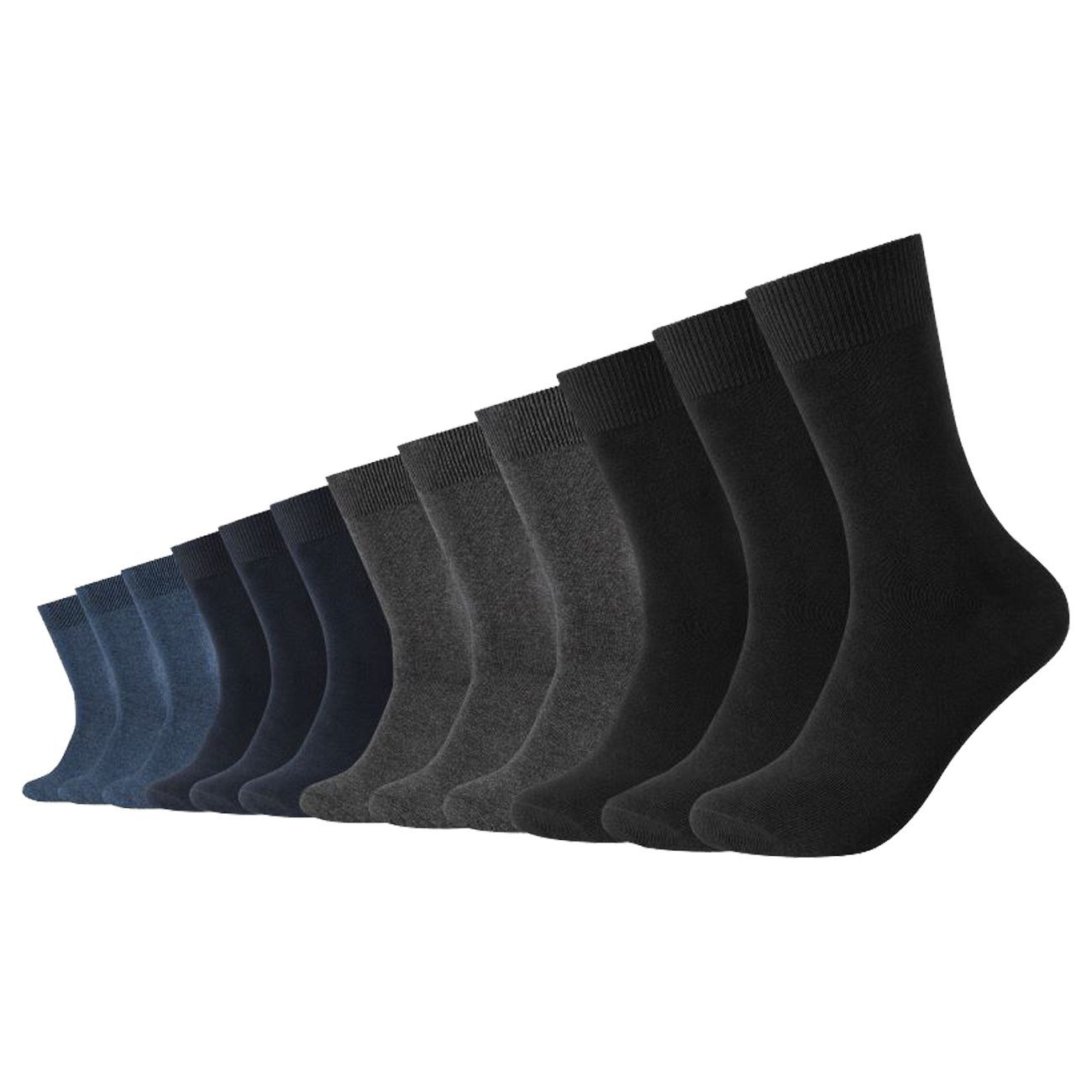Camano Langsocken Unisex Socken Comfort Cotton Crew (12-Paar) Regularsocken aus pflegeleichter Baumwollmischung Anthracite Mix (9803)