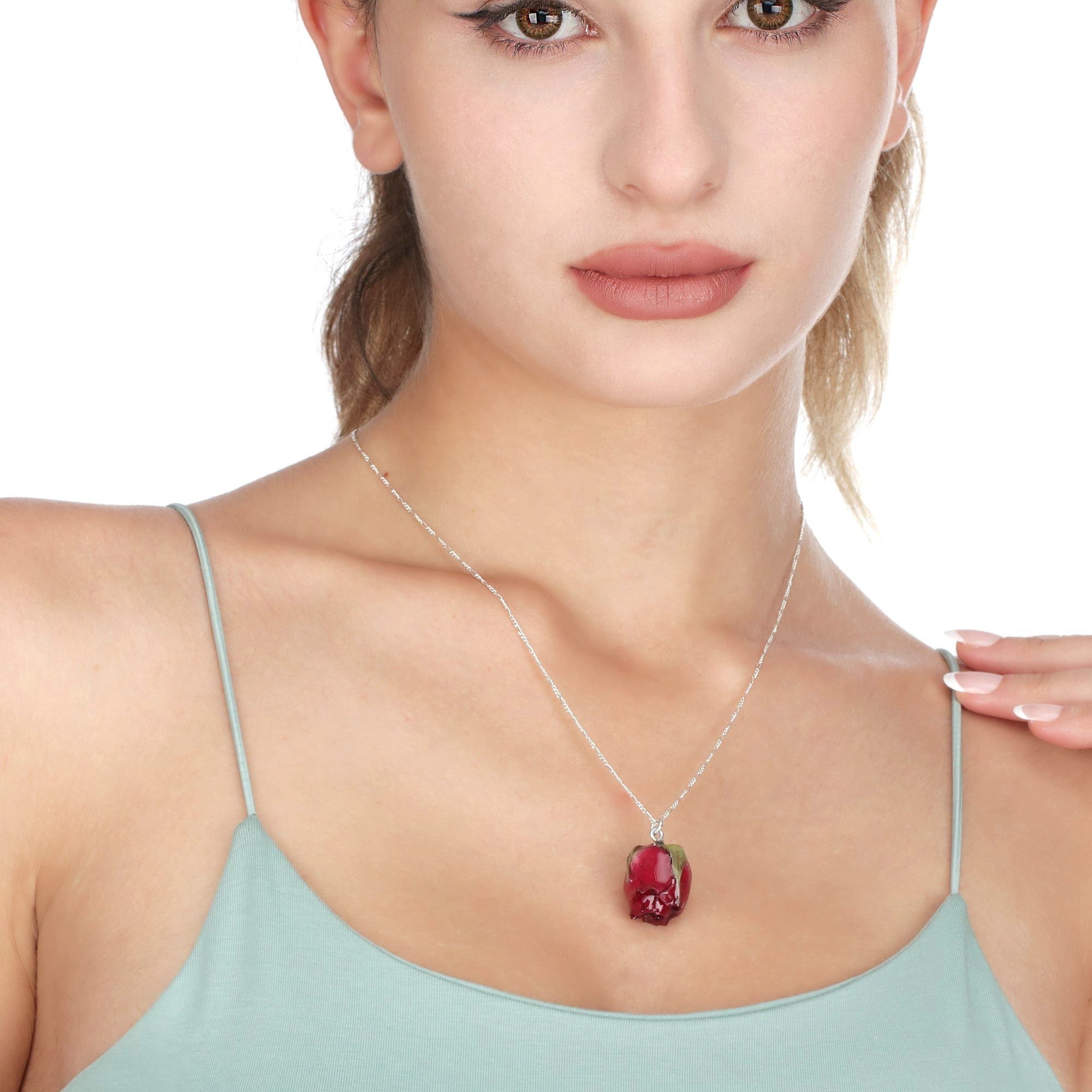 MadamLili Kette mit Anhänger Echte XL Rose Anhänger - Rot - 925 Sterling Si günstig online kaufen