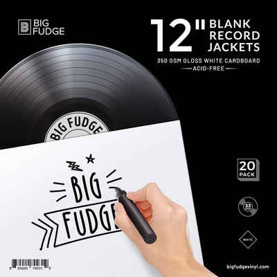 Big Fudge LP-Schutzhülle 12" x Weiß 20 Vinyl LP Hüllen 350 g/m² Schutz für Schallplatten, 12" x Weiß 20 Vinyl LP Schutzhüllen 350 g/m²