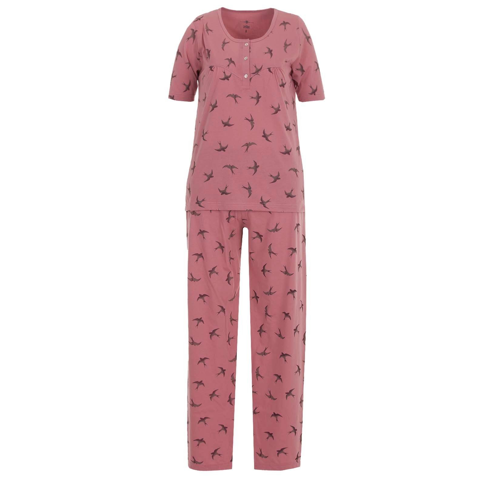 Kurzarm Schlafanzug Pyjama Set zeitlos blau Schwalbe -
