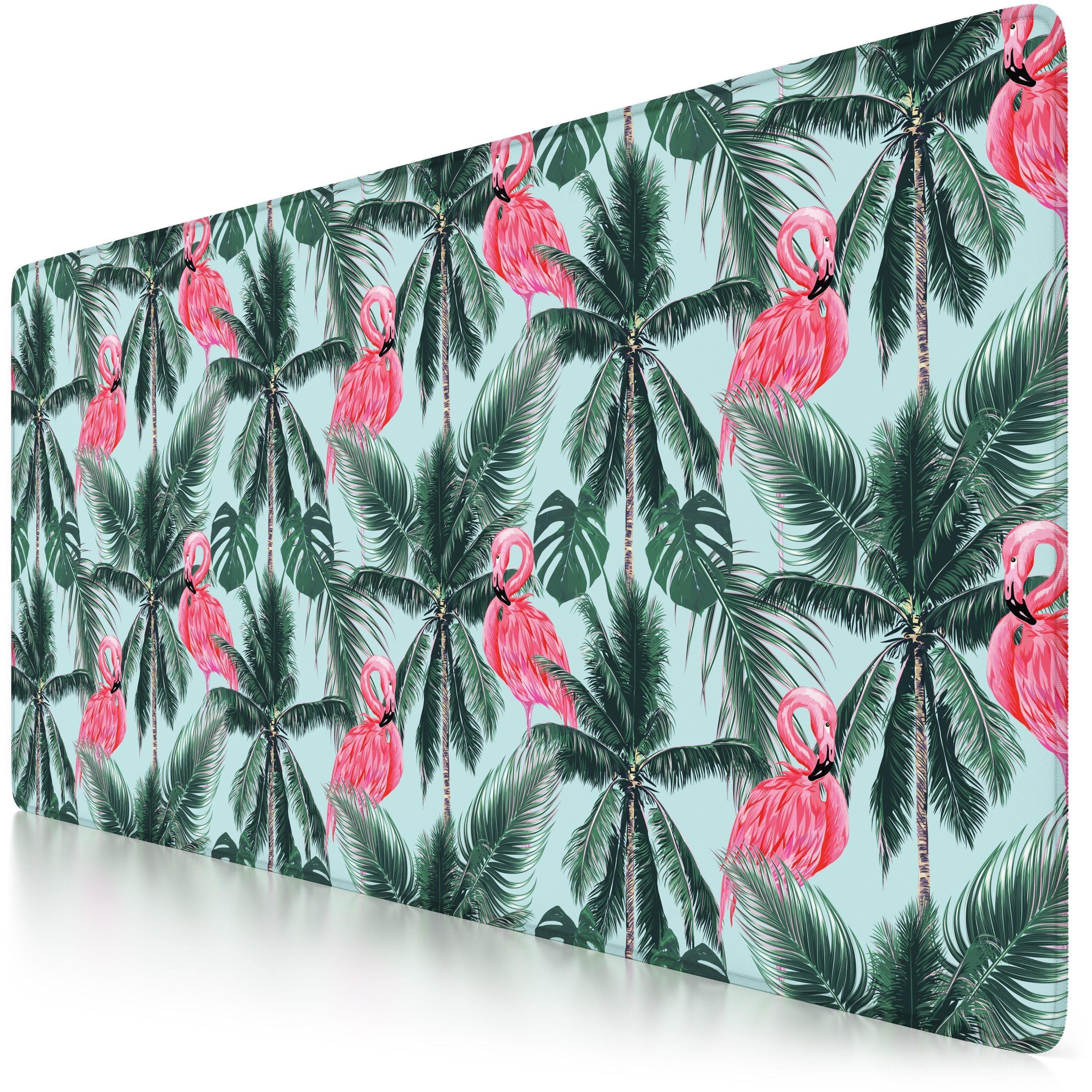 CSL Gaming Mauspad XXL Speed Mousepad 900 x 400 x 3 mm, große Tischunterlage, rutschfest, abwaschbar, Geschwindigkeit & Präzision, Flamingos