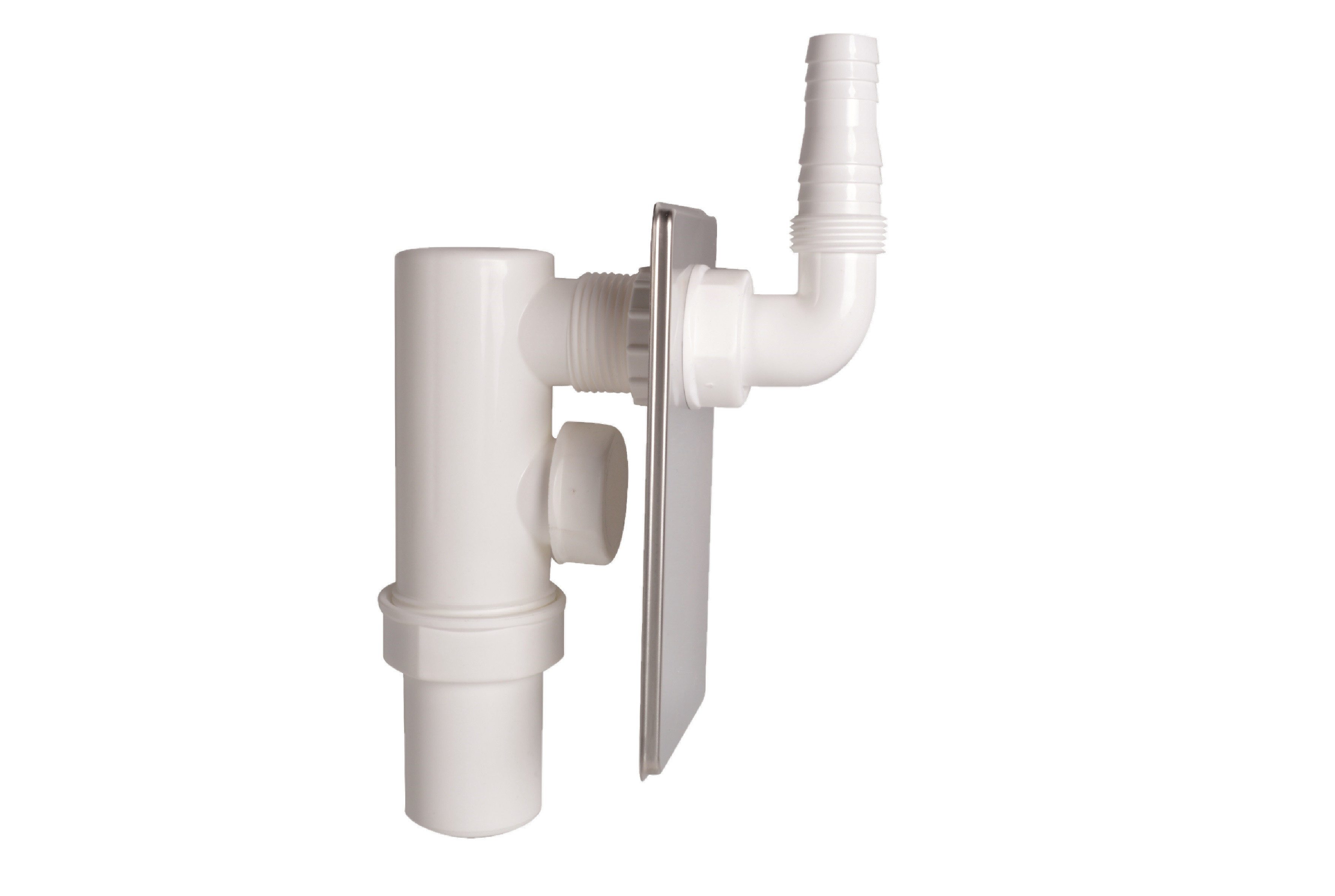 Kirchhoff Siphon Unterputz-Waschgeräte-Siphon, Weiß, DN 40 mm, Edelstahl Abdeckung