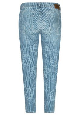 ANGELS 7/8-Jeans Jeans Ornella mit Blumen und Streifen mit Label-Applikationen