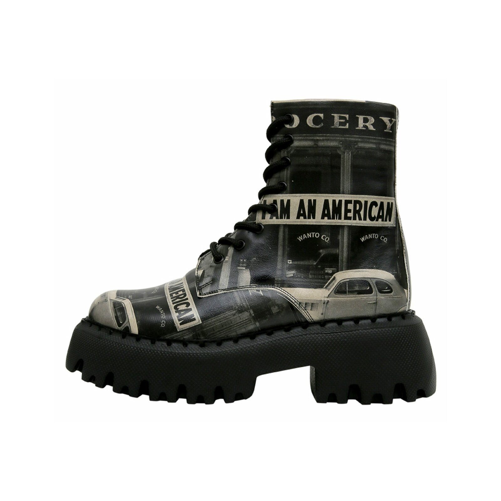 DOGO Navy Schnürstiefel Ботинки I Am An American Damen Stiefeletten Chelseaboots Handgefertigt