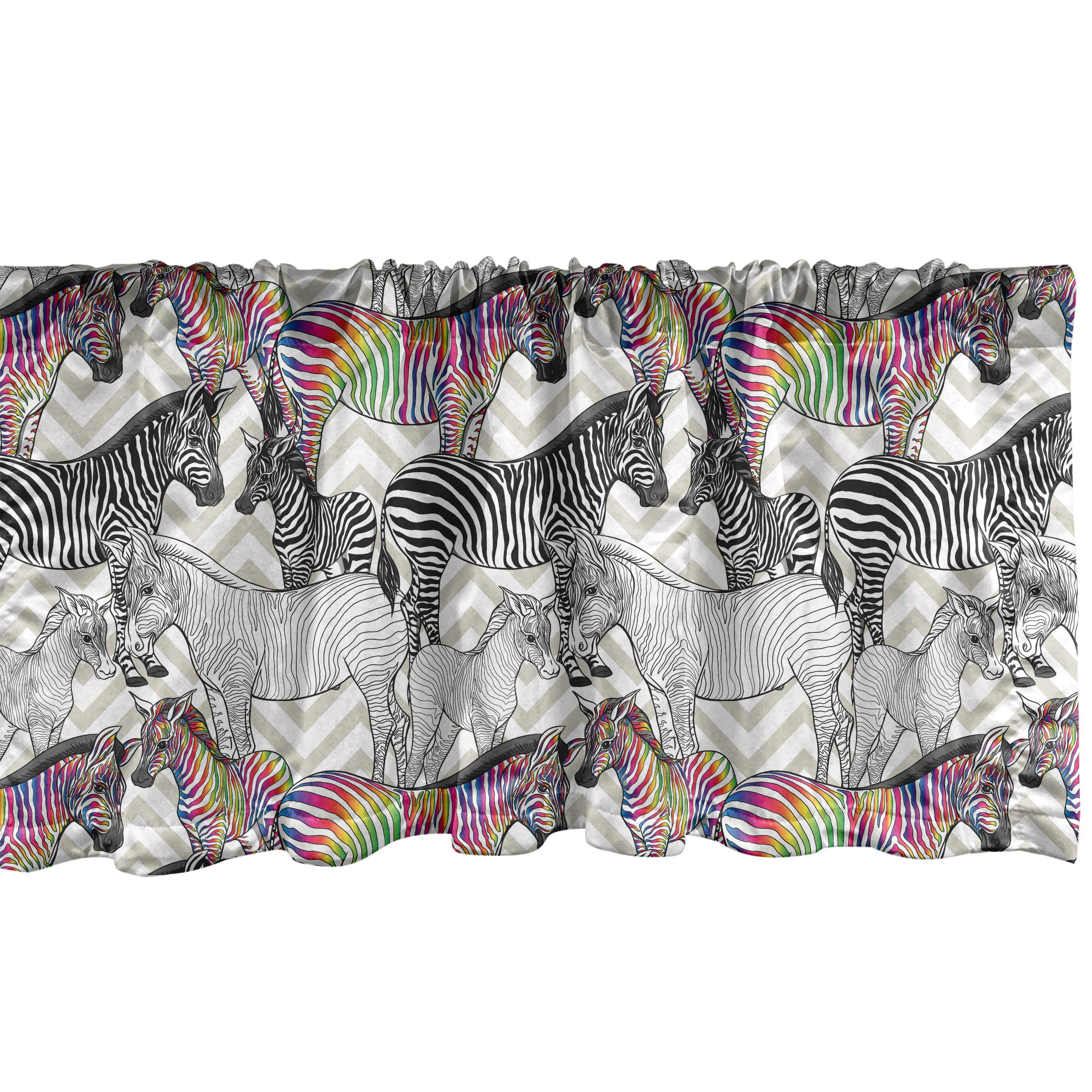 Vorhang Stangentasche, Schlafzimmer Zebra für Dekor Microfaser, Scheibengardine Küche Funky Volant Tier mit Abakuhaus, Regenbogen Chevrons