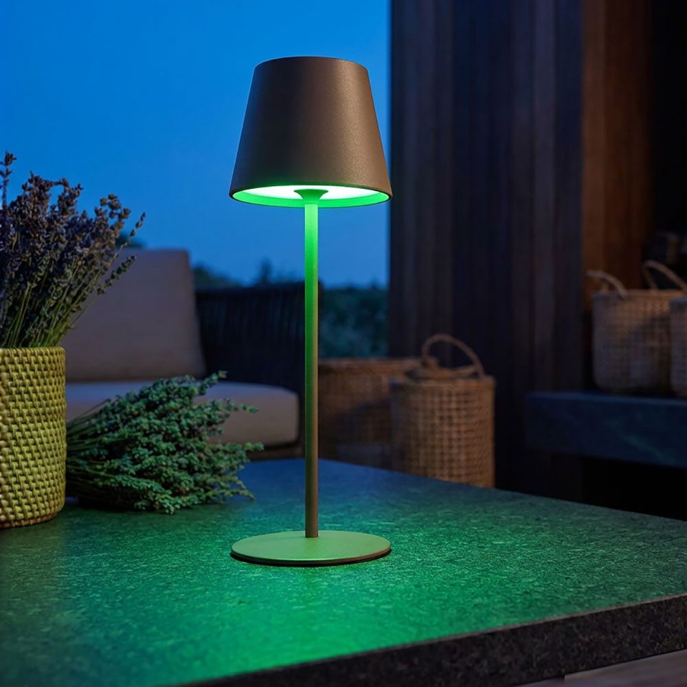 FISCHER & HONSEL LED Außen-Tischleuchte, LED-Leuchtmittel fest verbaut, Warmweiß, Farbwechsel, Tischleuchte Außenlampe Gartenlampe Touchdimmer Farbwechsel LED H 38cm