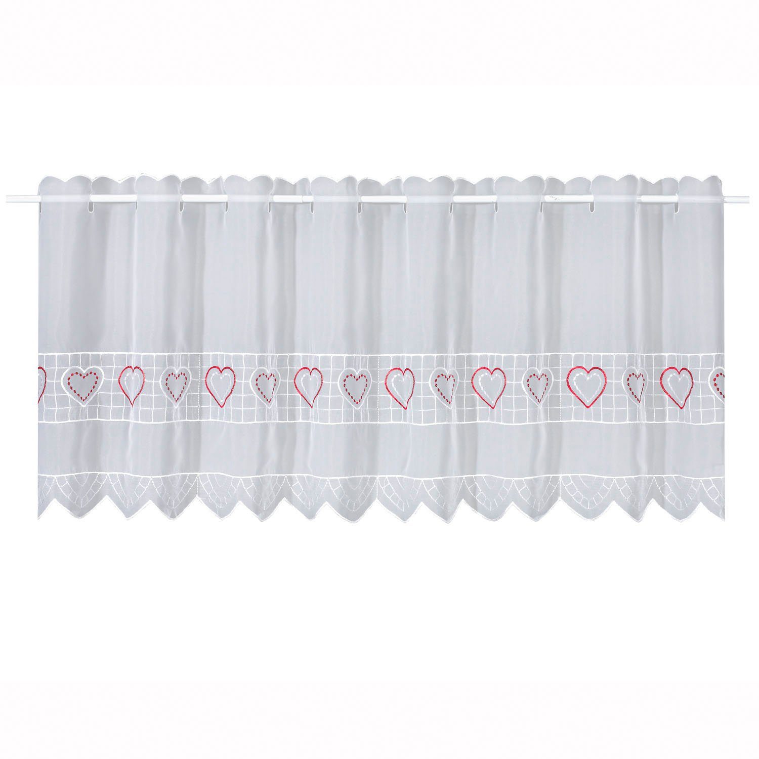 Durchzuglöcher transparent, Stickdesign feinem HxB: Love, Gerster, Scheibengardine St), mit (1 45x150,