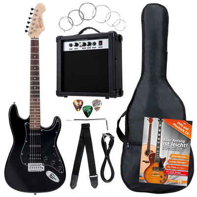 Rocktile E-Gitarre Banger's Power Pack elektrische Gitarre Komplettset, Banger's Set, inkl. Verstärker, Tasche, Kabel, Gurt, Schule, inkl. Verstärker, Tasche, Kabel, Gurt, Schule